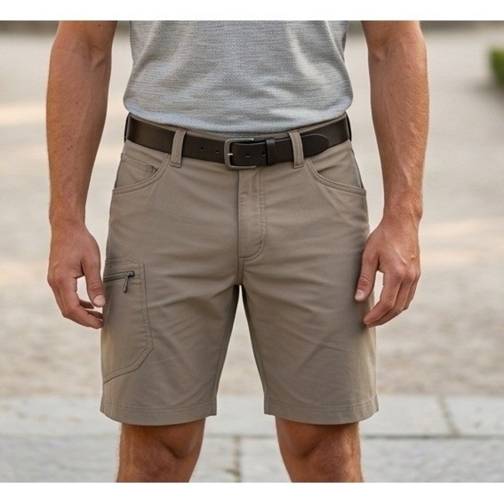 Eddie Bauer Cargo Shorts Men's Size 34 Zip Pockets Stretch Nylon Hiking Active